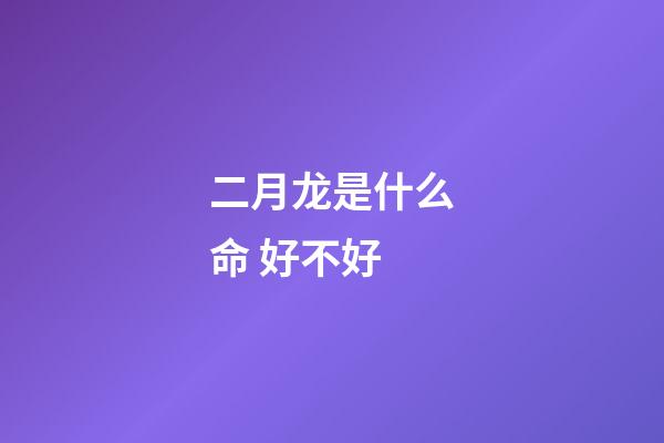 二月龙是什么命 好不好